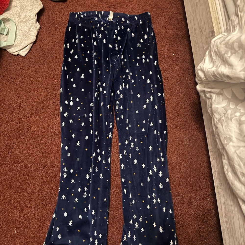 Gilligan & O'Malley Blue Pajama Pants with White and Yellow Tree Design